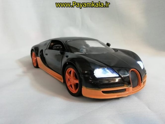 (موزیکال-چراغدار)ماکت فلزی عقب کش بوگاتی ویرون بزرگ (1:24) (Bugatti Veyron)