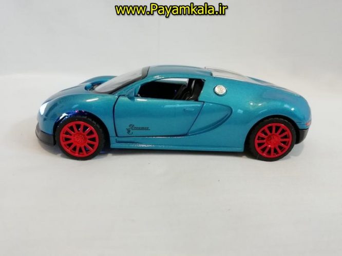 (موسیقی دار) اسباب بازی ماشین بوگاتی متوسط (Bugatti) موزیکال-چراغدار فلزی