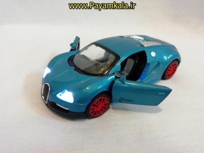 (موسیقی دار) اسباب بازی ماشین بوگاتی متوسط (Bugatti) موزیکال-چراغدار فلزی