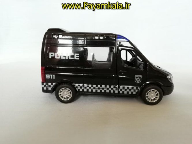 اسباب بازی فلزی ماشین عقبکش چراغدار-آژیردار گشت پلیس (SHANGKU)