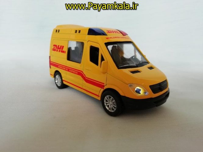 اسباب بازی فلزی ماشین عقبکش چراغدار-آژیردار DHL پست (SHANGKU)