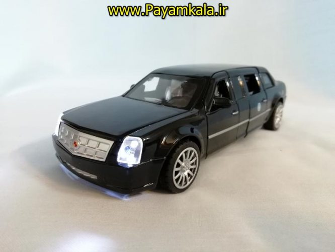 اسباب بازی ماشین کادیلاک لیموزین ریاست جمهوری متوسط (Cadillac) موزیکال-چراغدار فلزی