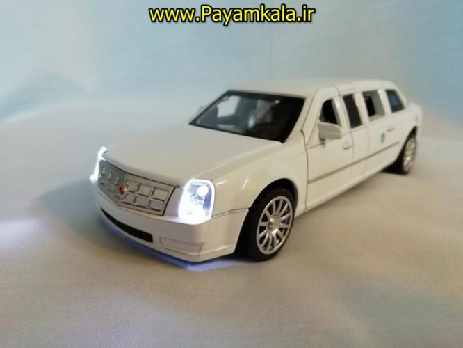 اسباب بازی ماشین کادیلاک لیموزین ریاست جمهوری متوسط (Cadillac) موزیکال-چراغدار فلزی