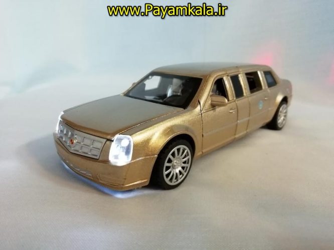 اسباب بازی ماشین کادیلاک لیموزین ریاست جمهوری متوسط (Cadillac) موزیکال-چراغدار فلزی