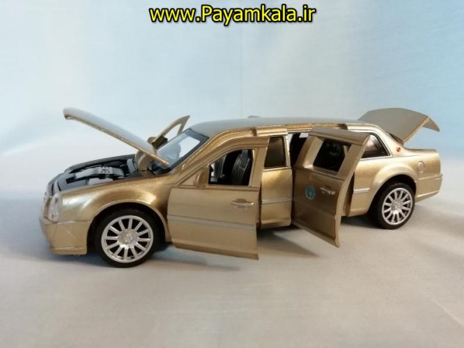 اسباب بازی ماشین کادیلاک لیموزین ریاست جمهوری متوسط (Cadillac) موزیکال-چراغدار فلزی