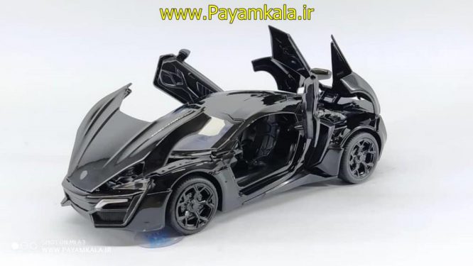 اسباب بازی ماشین لایکن هایپراسپرت متوسط (Lykan HyperSport) سریع و خشن موزیکال-چراغدار فلزی مشکی