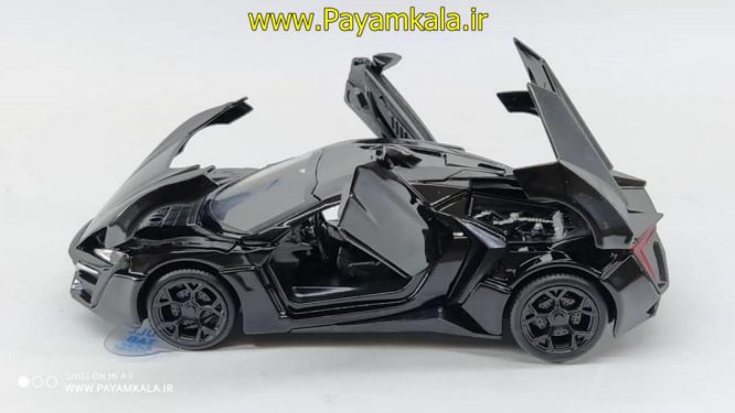 اسباب بازی ماشین لایکن هایپراسپرت متوسط (Lykan HyperSport) سریع و خشن موزیکال-چراغدار فلزی مشکی