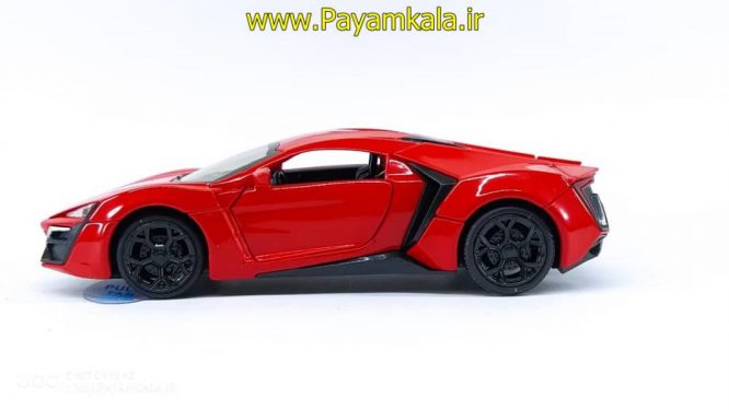 اسباب بازی ماشین لایکن هایپراسپرت متوسط (Lykan HyperSport) سریع و خشن موزیکال-چراغدار فلزی قرمز