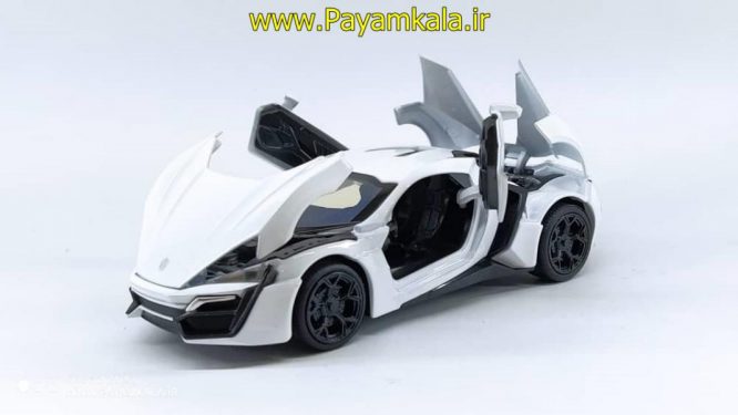 اسباب بازی ماشین لایکن هایپراسپرت متوسط (Lykan HyperSport) سریع و خشن موزیکال-چراغدار فلزی سفید