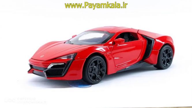 اسباب بازی ماشین لایکن هایپراسپرت متوسط (Lykan HyperSport) سریع و خشن موزیکال-چراغدار فلزی قرمز