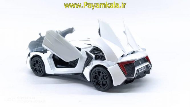 اسباب بازی ماشین لایکن هایپراسپرت متوسط (Lykan HyperSport) سریع و خشن موزیکال-چراغدار فلزی سفید