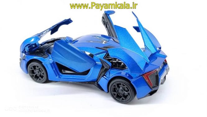 اسباب بازی ماشین لایکن هایپراسپرت متوسط (Lykan HyperSport) سریع و خشن موزیکال-چراغدار فلزی آبی