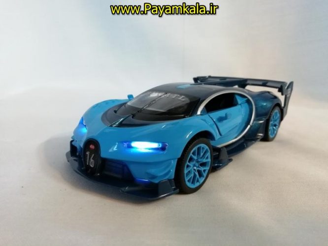 اسباب بازی ماشین بوگاتی شیرون متوسط (Bugatti Chiron) موزیکال-چراغدار فلزی