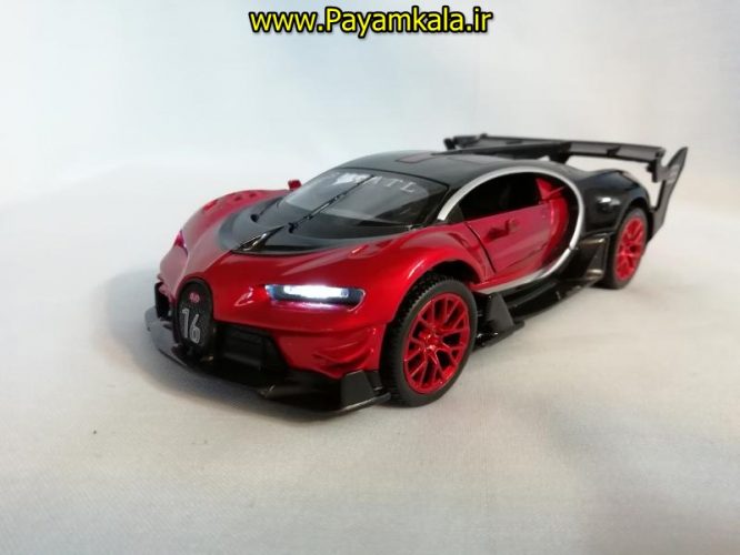 اسباب بازی ماشین بوگاتی شیرون متوسط (Bugatti Chiron) موزیکال-چراغدار فلزی