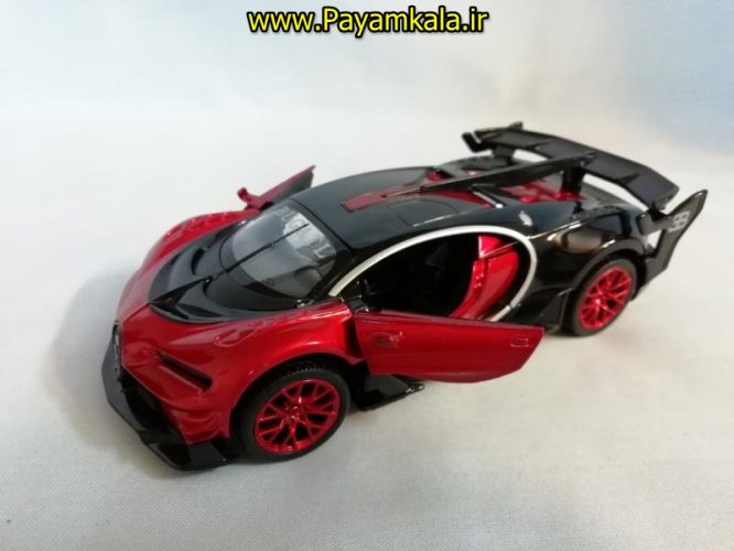 اسباب بازی ماشین بوگاتی شیرون متوسط (Bugatti Chiron) موزیکال-چراغدار فلزی