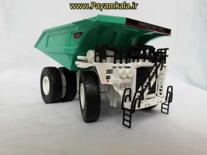 (فلزی) ماکت فلزی کامیون دامپ تراک (DUMP TRUCK 793D BY KDW) سفید-سبز