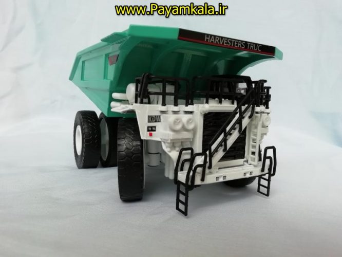 (فلزی) ماکت فلزی کامیون دامپ تراک (DUMP TRUCK 793D BY KDW) سفید-سبز