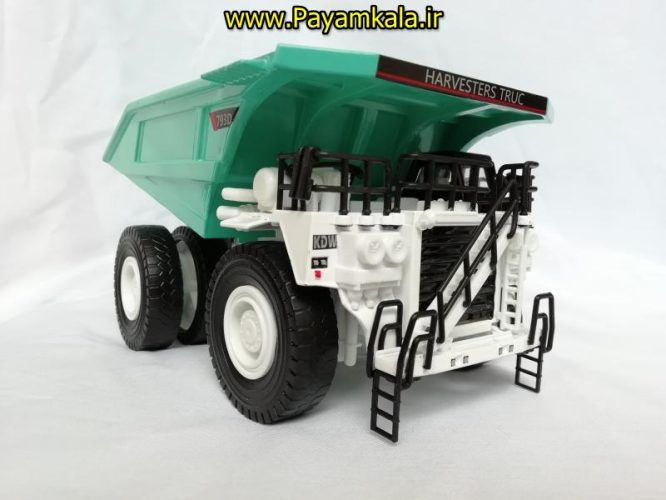 (فلزی) ماکت فلزی کامیون دامپ تراک (DUMP TRUCK 793D BY KDW) سفید-سبز