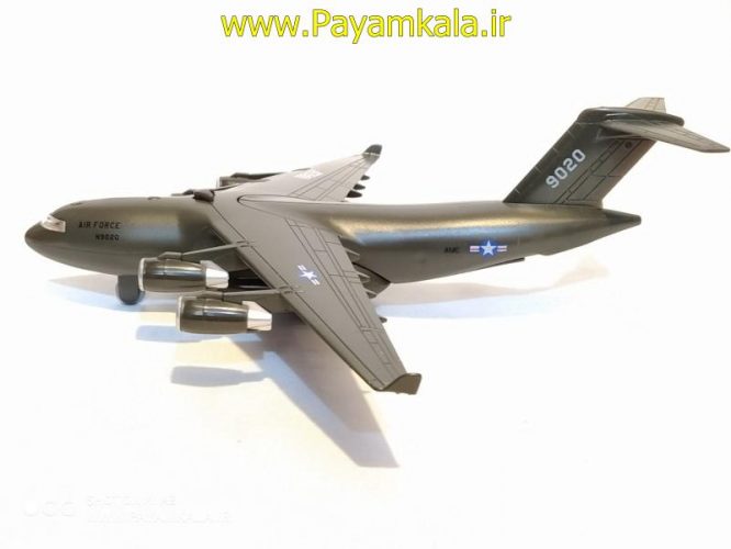 (بازشو) هواپیما ترابری نظامی AIRFORCE صدادار-چراغدار فلزی (کد N9020) سبز تیره