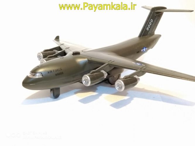 (بازشو) هواپیما ترابری نظامی AIRFORCE صدادار-چراغدار فلزی (کد N9020) سبز تیره