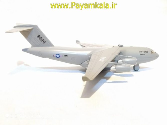 (بازشو) هواپیما ترابری نظامی AIRFORCE صدادار-چراغدار فلزی (کد N9020) کرم رنگ