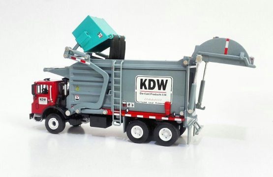 ماکت فلزی کامیون مکانیزه حمل زباله + سطل (MATERIAL TRUCK) (KDW 1:24) جعبه دار