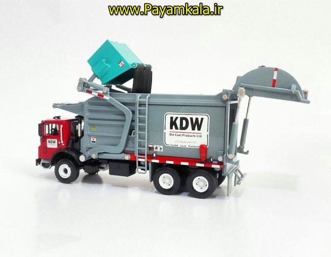 ماکت فلزی کامیون مکانیزه حمل زباله + سطل (MATERIAL TRUCK) (KDW 1:24) جعبه دار