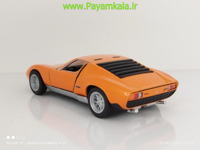 ماکت فلزی ماشین اسباب بازی لامبورگینی میورا فلزی عقب کش (LAMBORGHINI MIURA P400) نارنجی