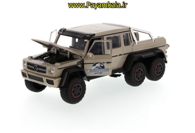 (JURASSIC WORLD) ماکت فلزی اسباب بازی مرسدس بنز بزرگ (1:24)(MERCEDES-BENZ G63 AMG 6X6) ساخت JADA بژ