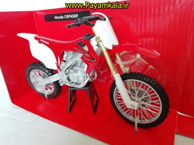 (سایز بزرگ NEWRAY) ماکت فلزی موتورسیکلت هوندا (HONDA CRF450R)(1/12)