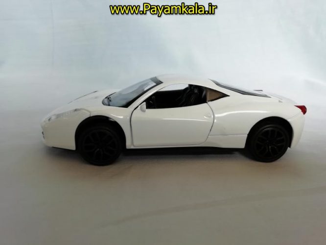 (موزیکال-چراغدار)ماشین فلزی عقب کش اسباب بازی فراری (FERRARI BY KMH)سفید