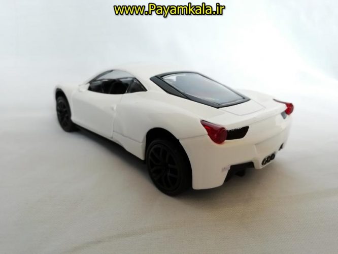 (موزیکال-چراغدار)ماشین فلزی عقب کش اسباب بازی فراری (FERRARI BY KMH)سفید