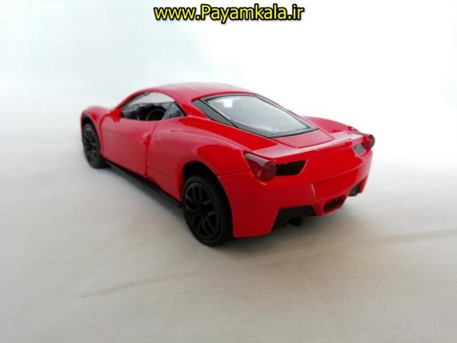 (موزیکال-چراغدار)ماشین فلزی عقب کش اسباب بازی فراری (FERRARI BY KMH) قرمز