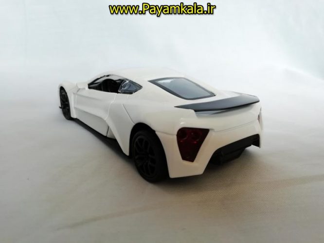 (موزیکال-چراغدار)ماشین فلزی عقب کش اسباب بازی فراری اسپورت (FERRARI BY KMH) سفید