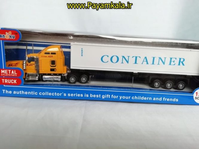 (SHANGKU) اسباب بازی تریلی کانتینر دار (موزیکال - چراغدار ) CONTAINER TRUCK) 1:42) زرد