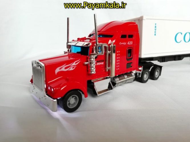 (SHANGKU) اسباب بازی تریلی کانتینر دار (موزیکال - چراغدار ) CONTAINER TRUCK) 1:42) قرمز