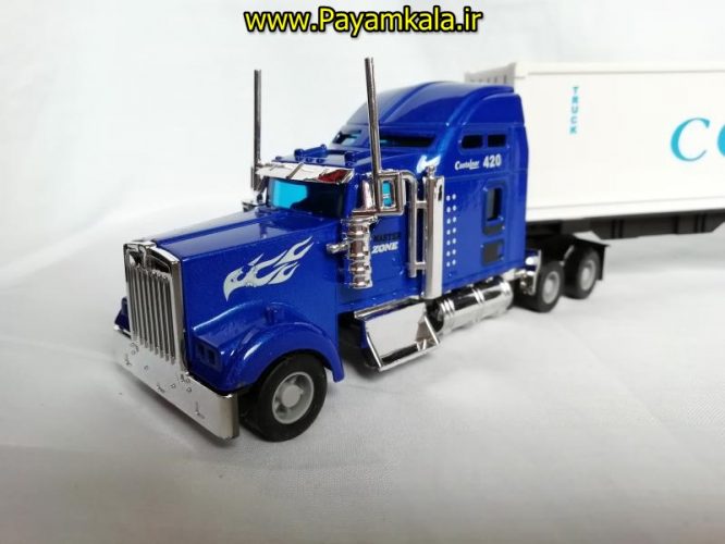 (SHANGKU) اسباب بازی تریلی کانتینر دار (موزیکال - چراغدار ) CONTAINER TRUCK) 1:42) آبی