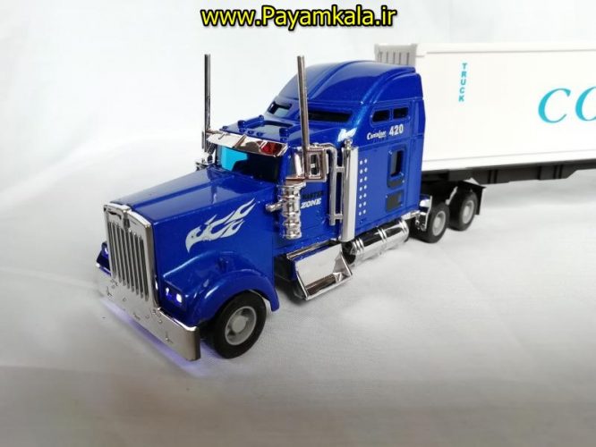 (SHANGKU) اسباب بازی تریلی کانتینر دار (موزیکال - چراغدار ) CONTAINER TRUCK) 1:42) آبی