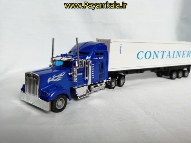 (SHANGKU) اسباب بازی تریلی کانتینر دار (موزیکال - چراغدار ) CONTAINER TRUCK) 1:42) آبی