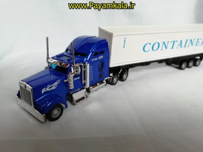 (SHANGKU) اسباب بازی تریلی کانتینر دار (موزیکال - چراغدار ) CONTAINER TRUCK) 1:42) آبی