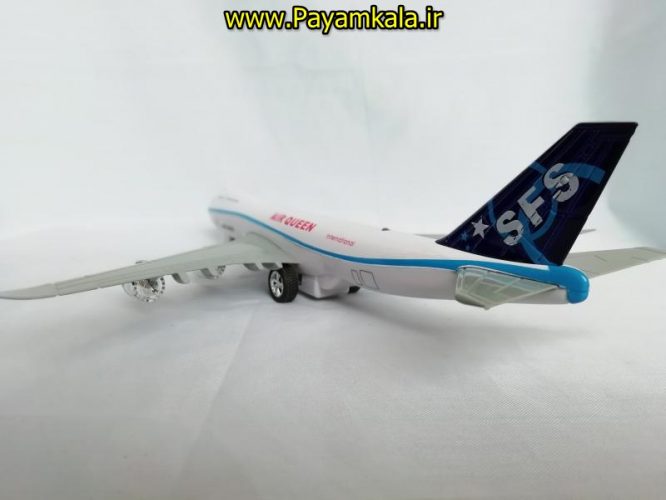 (MANKOL) هواپیما مسافربری بین المللی AIR QUEEN) civil aircraft Intertional) صدادار-چراغدار-موزیکدار فلزی 1:200 (کد 91005s-6) دم آبی