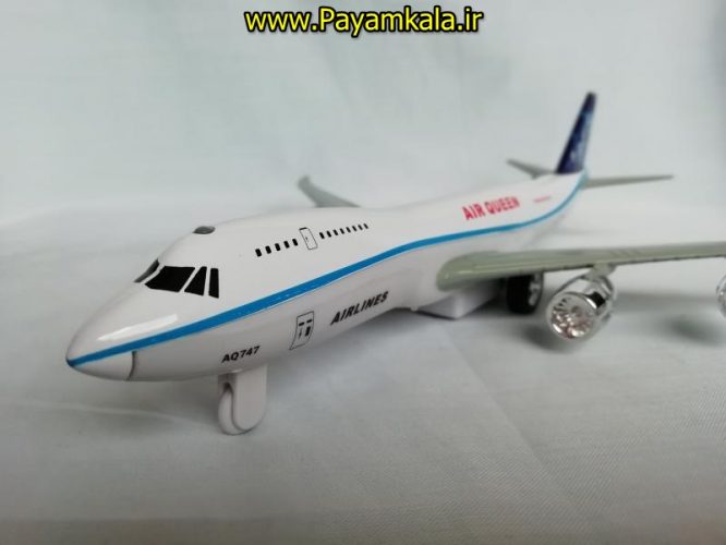 (MANKOL) هواپیما مسافربری بین المللی AIR QUEEN) civil aircraft Intertional) صدادار-چراغدار-موزیکدار فلزی 1:200 (کد 91005s-6) دم آبی