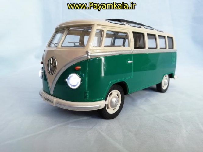 (موزیکال-چراغدار) ماکت ماشین اسباب بازی فولکس استیشن بزرگ (1:24) (1962 VOLKSWAGEN CLASSICAL BUS)