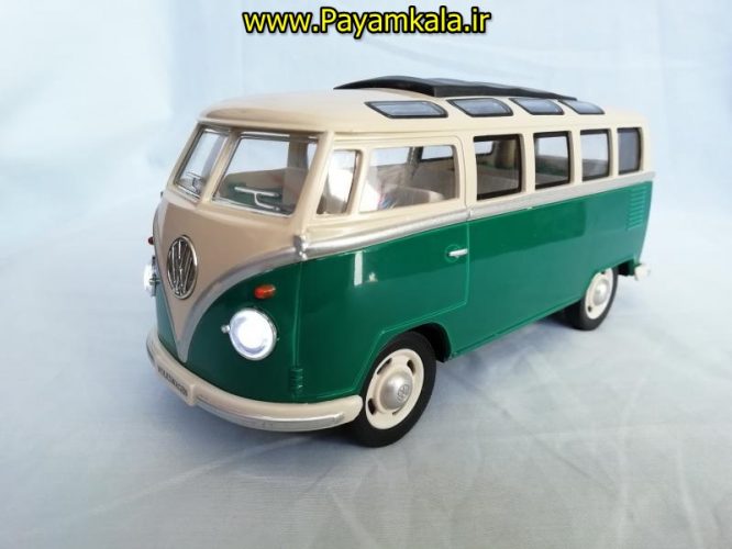 (موزیکال-چراغدار) ماکت ماشین اسباب بازی فولکس استیشن بزرگ (1:24) (1962 VOLKSWAGEN CLASSICAL BUS)