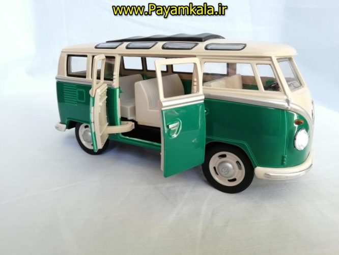 (موزیکال-چراغدار) ماکت ماشین اسباب بازی فولکس استیشن بزرگ (1:24) (1962 VOLKSWAGEN CLASSICAL BUS)