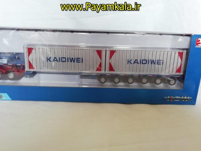 ماکت فلزی تریلی حمل کانتینر 36 چرخ (KDW 1:50) تمام فلزی رنگ آبی