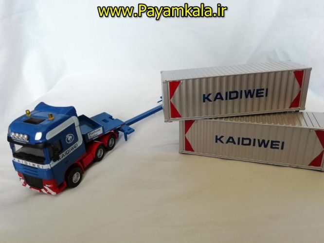 ماکت فلزی تریلی حمل کانتینر 36 چرخ (KDW 1:50) تمام فلزی رنگ آبی