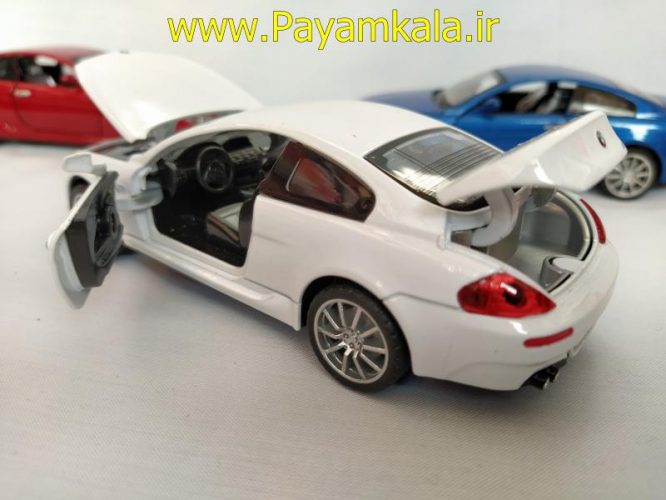 ماکت فلزی ماشین عقب کش موزیکال چراغدار اسباب بازی ب ام و (BMW M6 BY DIECAST REPLICA) سفید