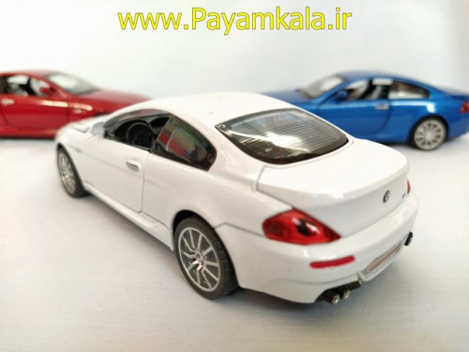 ماکت فلزی ماشین عقب کش موزیکال چراغدار اسباب بازی ب ام و (BMW M6 BY DIECAST REPLICA) سفید