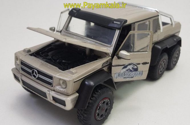 (JURASSIC WORLD) ماکت فلزی اسباب بازی مرسدس بنز بزرگ (1:24)(MERCEDES-BENZ G63 AMG 6X6) ساخت JADA بژ